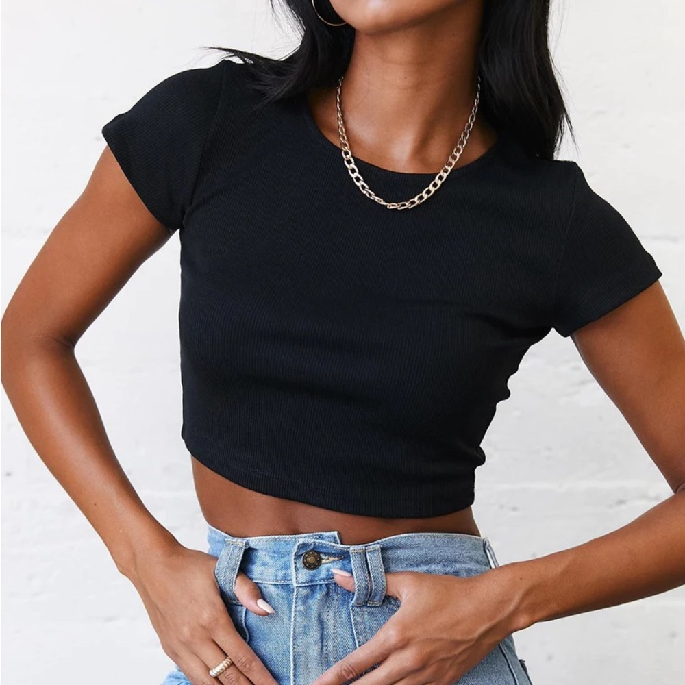 Princess Polly Organic Classic Crop Tee Black